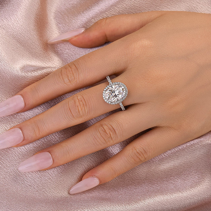 Rodiffy Moissanite 4.5 Ct Oval White Gold Promise Ring