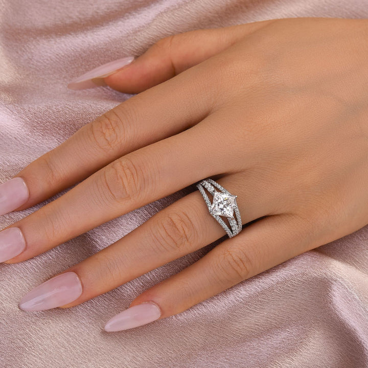 Rodiffy Moissanite 2.0 Ct Princess Cut Travel Ring