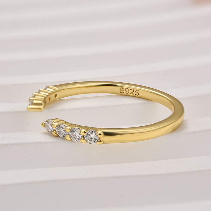 Rodiffy 0.2Ct Round Cut Yellow Gold Open Moissanite Diamond Wedding Band