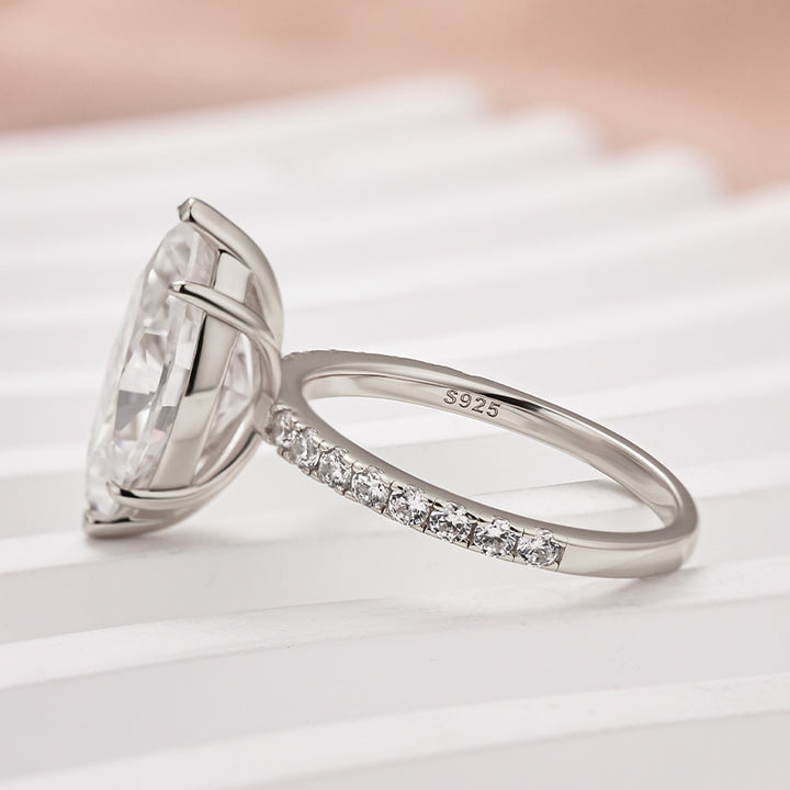 Rodiffy Moissanite 1.0Ct～4.0 Ct Marquise Cut White Gold Half-Coverage Engagement Ring