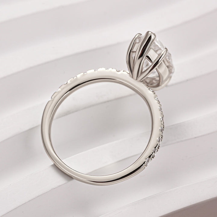 Rodiffy Moissanite 1.0Ct～4.0 Ct Marquise Cut White Gold Half-Coverage Engagement Ring