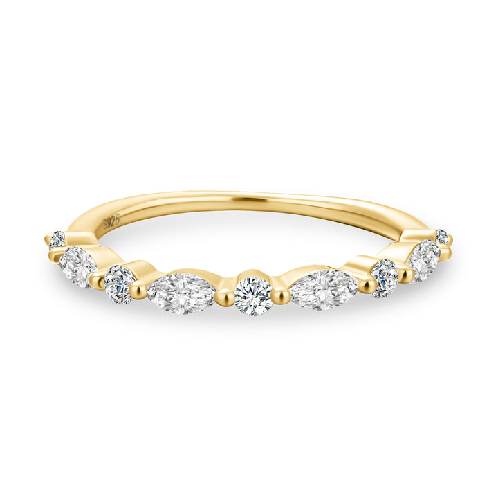 Rodiffy Moissanite 0.55 Ct Marquise-Round Yellow Gold Wedding Band