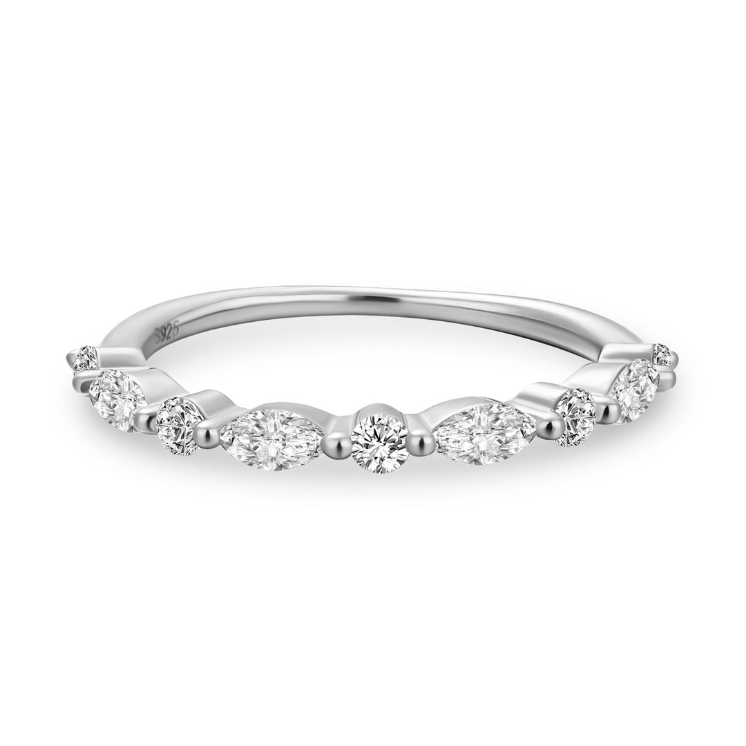 Rodiffy Moissanite 0.55 Ct Marquise-Round White Gold Wedding Band