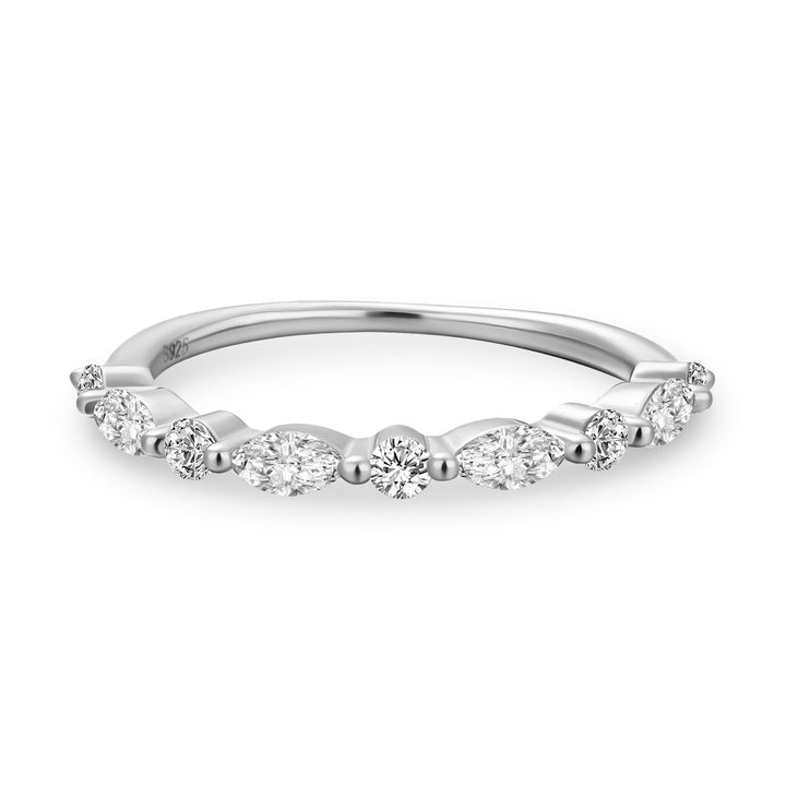Rodiffy Moissanite 0.55 Ct Marquise-Round White Gold Wedding Band