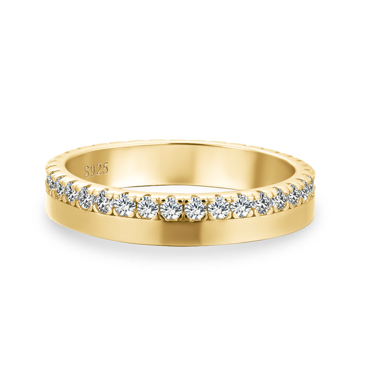 Rodiffy Moissanite S925 0.48ct Round Brilliant Cut Yellow Gold Eternity Wedding Band in Sterling Silver