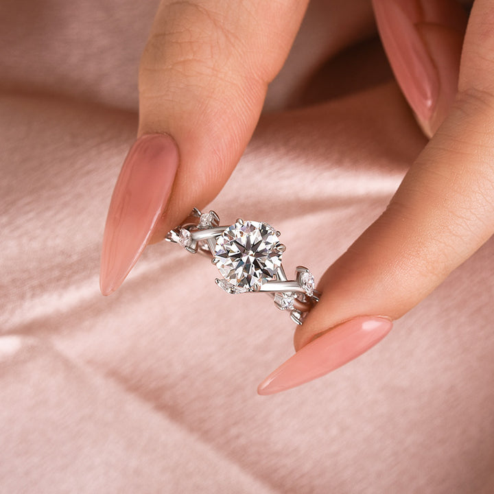 Rodiffy Moissanite 2.0 Ct Vintage Vine Design Engagement Ring