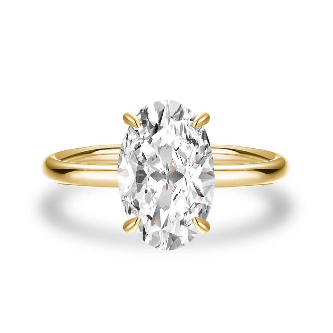 Rodiffy Moissanite 3.0Ct Oval Cut Yellow Gold Promise Ring For Women
