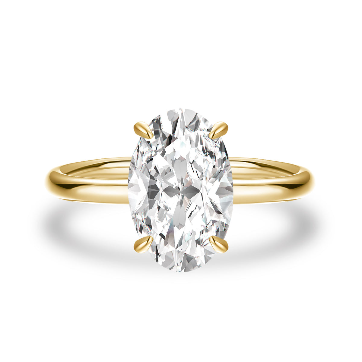 3.0 ct hidden halo oval moissanite promise ring in yellow gold