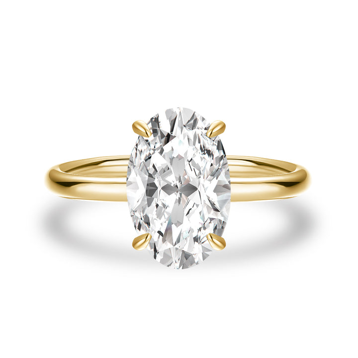 3.0 ct hidden halo oval moissanite promise ring in yellow gold