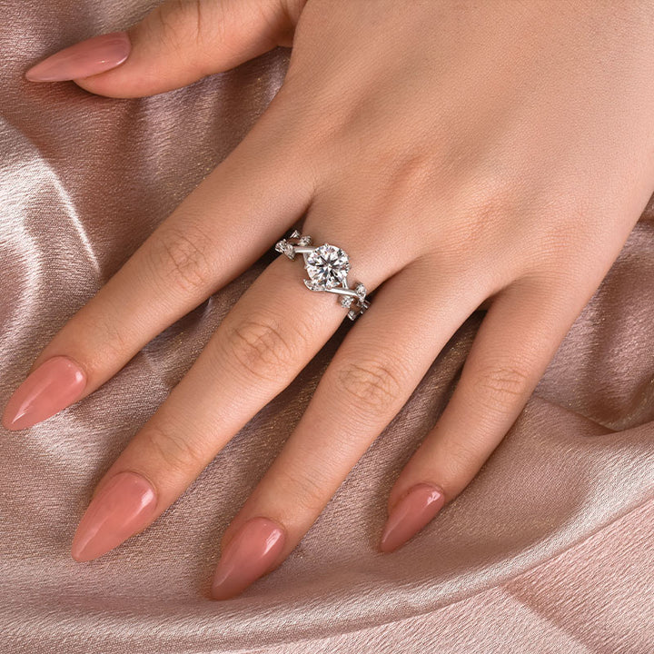 Rodiffy Moissanite 2.0 Ct Vintage Vine Design Engagement Ring