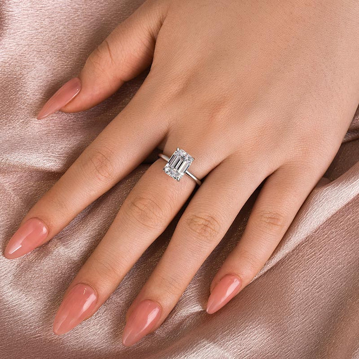 Rodiffy Moissanite 3.5 Ct Emerald Cut Solitaire Engagement Ring For Her