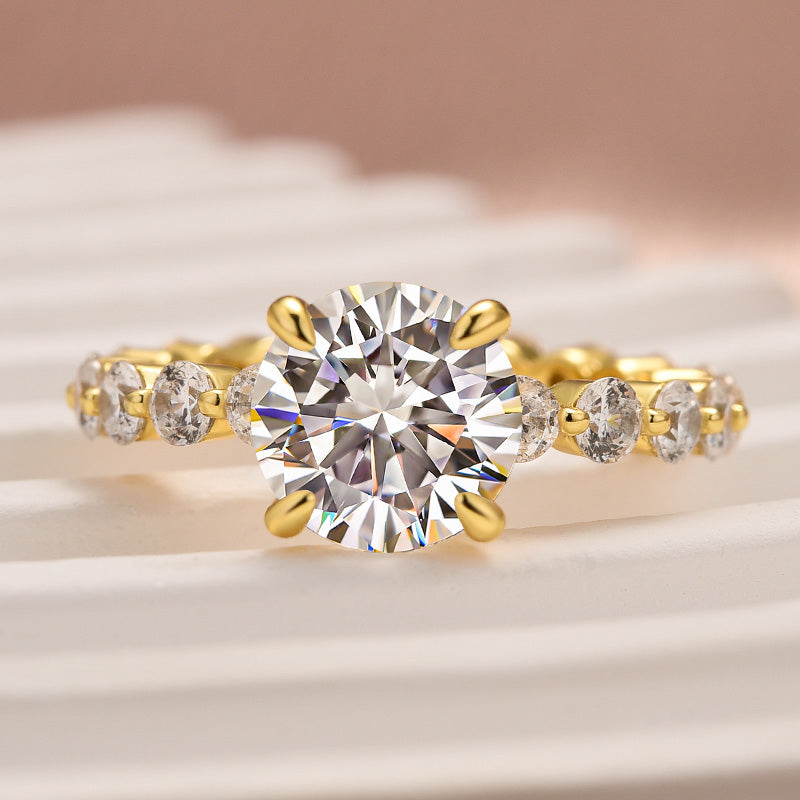 Rodiffy Moissanite 2.0 Ct Yellow Gold Promise Bridal Ring