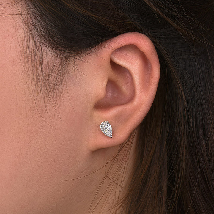 Rodiffy Moissanite 1.0 Ct*2 Diamond White Gold Pear Stud Earrings