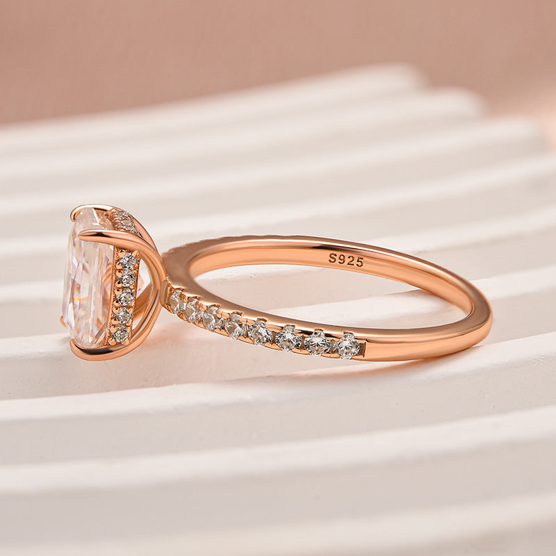 Rodiffy Moissanite 2.0 Ct Radiant Cut Rose Gold Engagement Ring