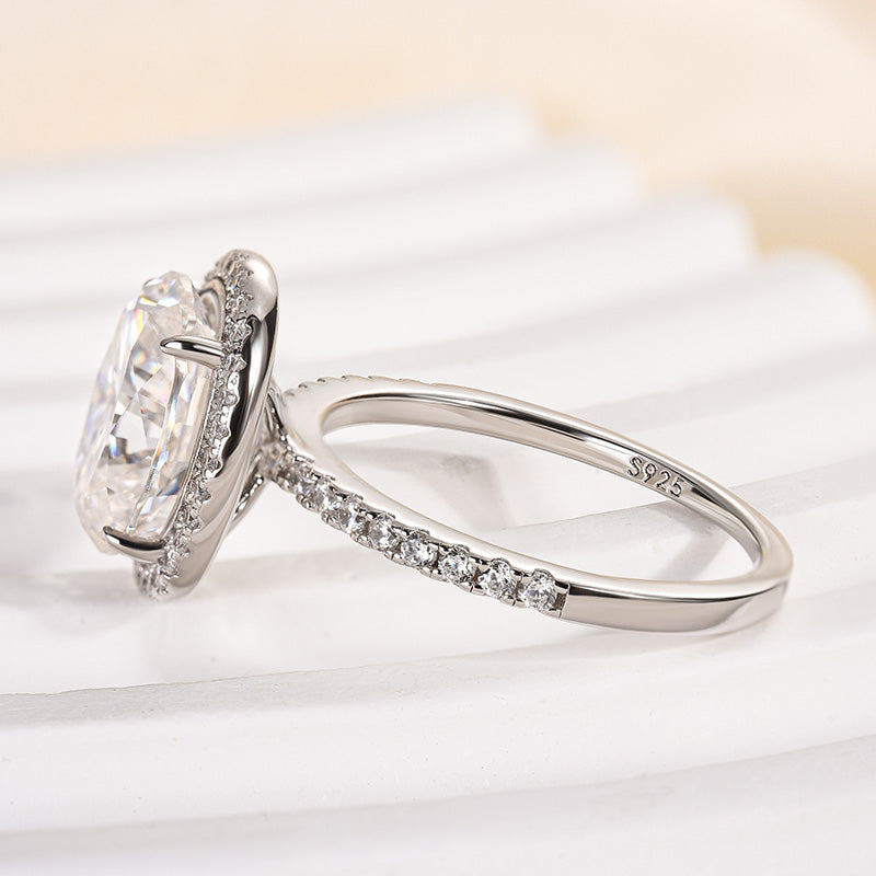 Rodiffy Moissanite 4.5 Ct Oval White Gold Promise Rings