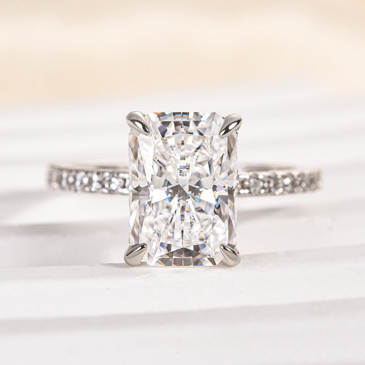 Rodiffy Moissanite 1.0 Ct~4.0 Ct Radiant Cut White Gold Engagement Ring For Women