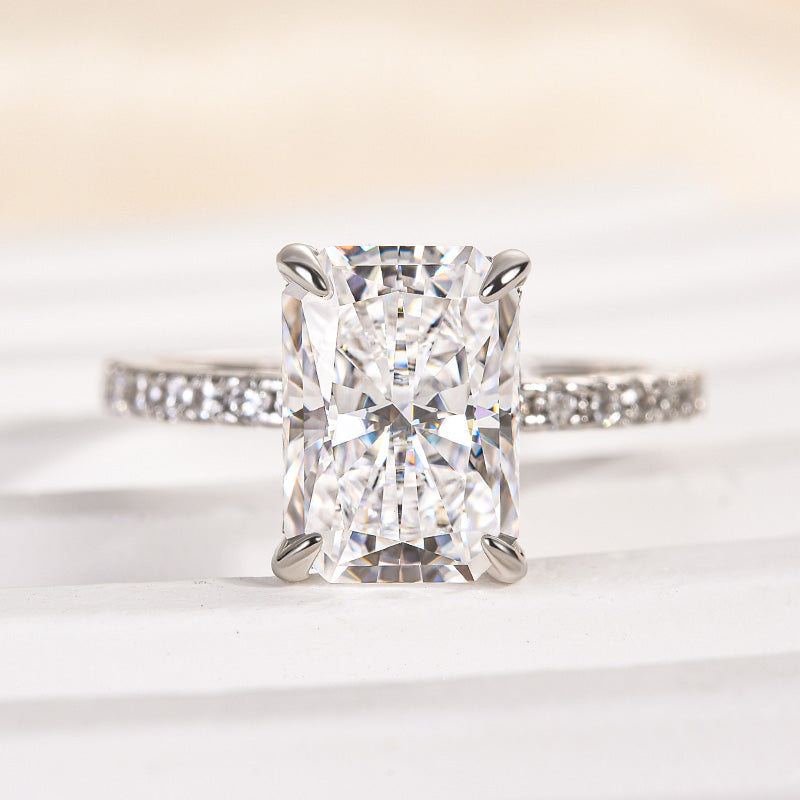S925 Rodiffy Moissanite 2.0 Ct~4.0 Ct Radiant Cut Yellow Gold/White Gold Engagement Ring For Women