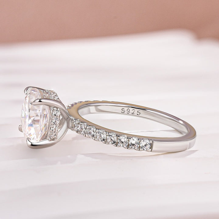 Moissanite 2.5 Ct Square Cushion Cut White Gold Promise Bridal Ring