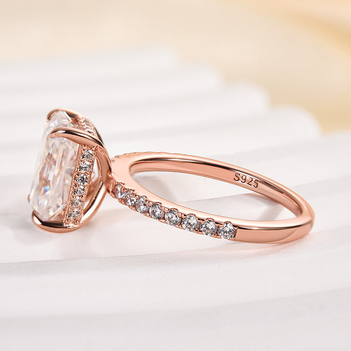 Rodiffy Moissanite 2.0 Ct～4.0Ct Radiant Cut Rose Gold Engagement Ring For Women