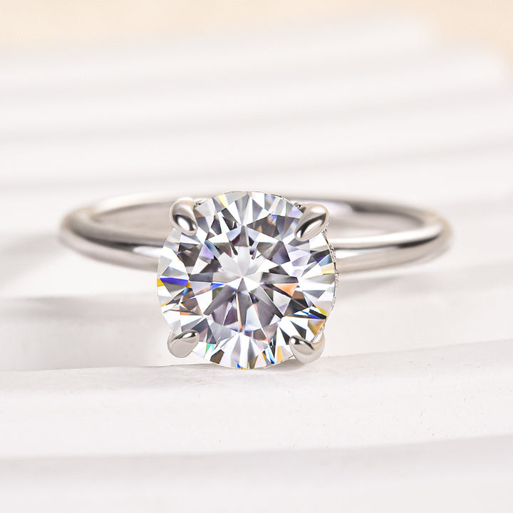 Rodiffy Moissanite 2.0~4.0 Ct Round Cut White Gold Promise Ring