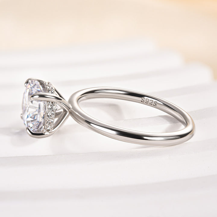 Rodiffy Moissanite 2.0~4.0 Ct Round Cut White Gold Promise Ring