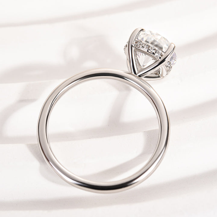 Rodiffy Moissanite 2.0~4.0 Ct Round Cut White Gold Promise Ring