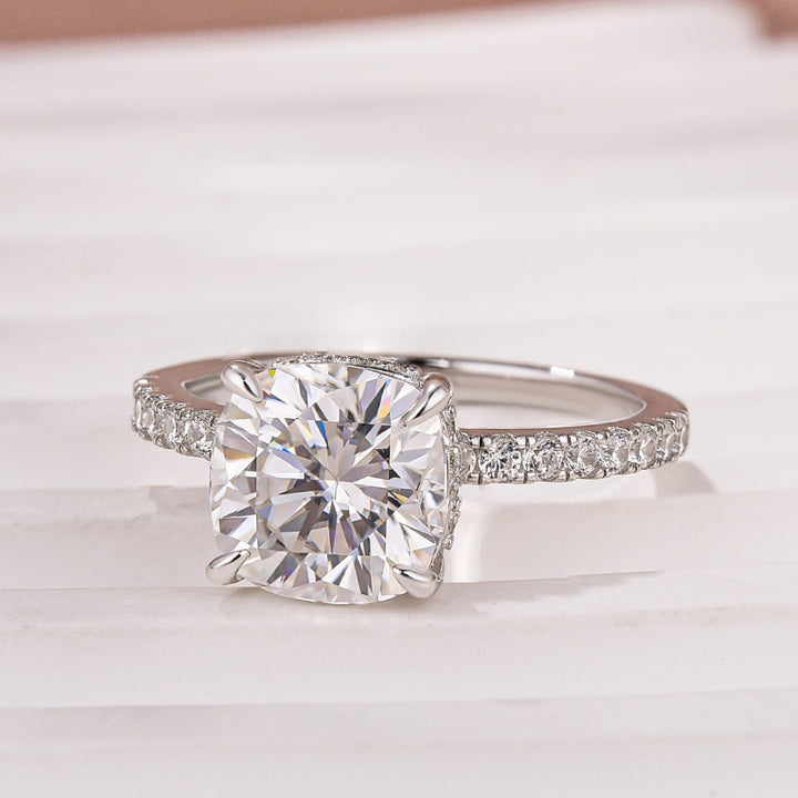 Rodiffy Moissanite 2.0Ct -2.5Ct Square Cushion Promise Bridal Ring
