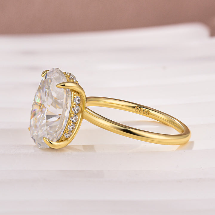 Rodiffy Moissanite 5.5 Ct Oval Cut Yellow Gold Promise Ring For Women