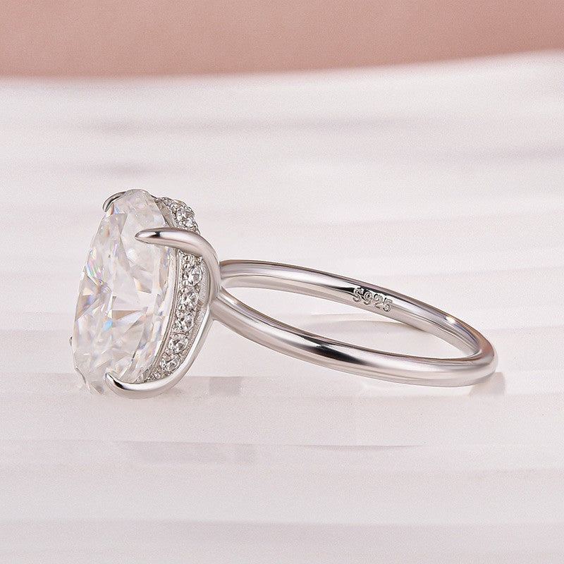 Moissanite Solitaire 5.50 Ct Oval Cut White Gold Promise Ring For Women