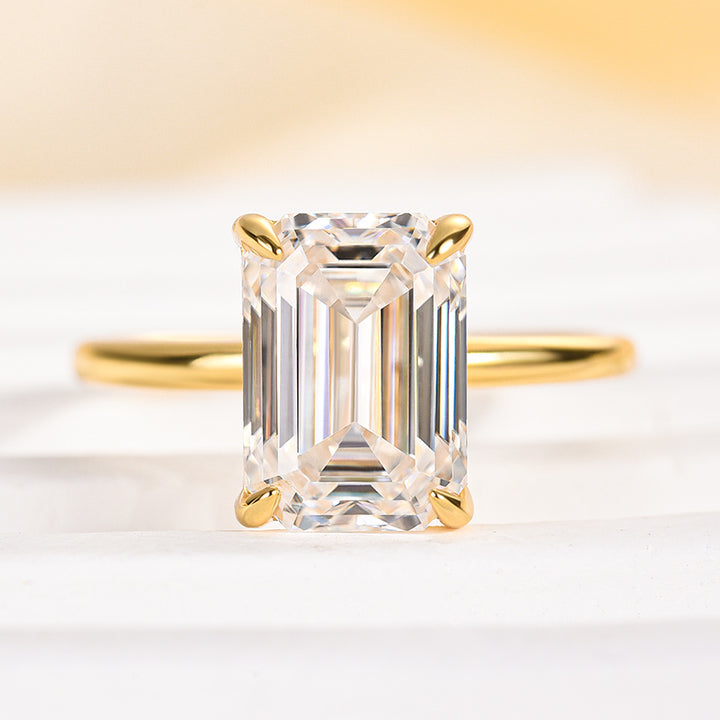 Rodiffy Moissanite 2.0Ct/3.5 Ct Emerald Cut Solitaire Engagement Ring For Her