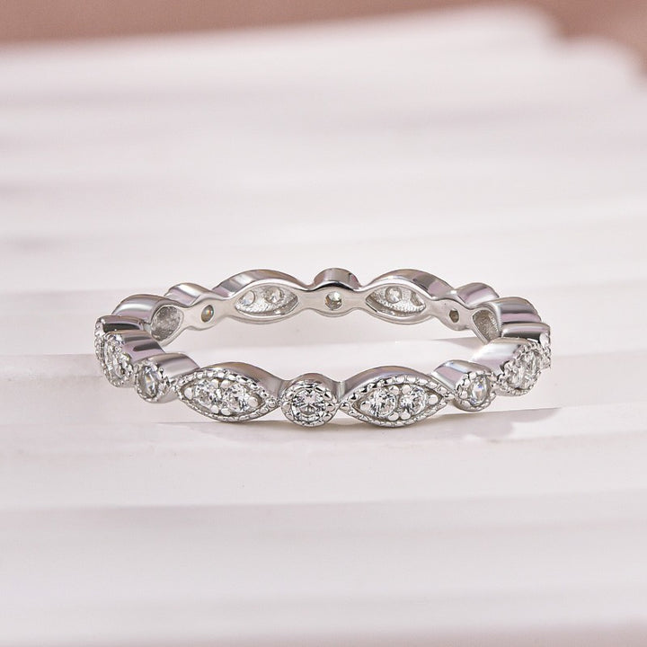 Moissanite 0.3Ct White Gold Pavé Eternity Wedding Ring