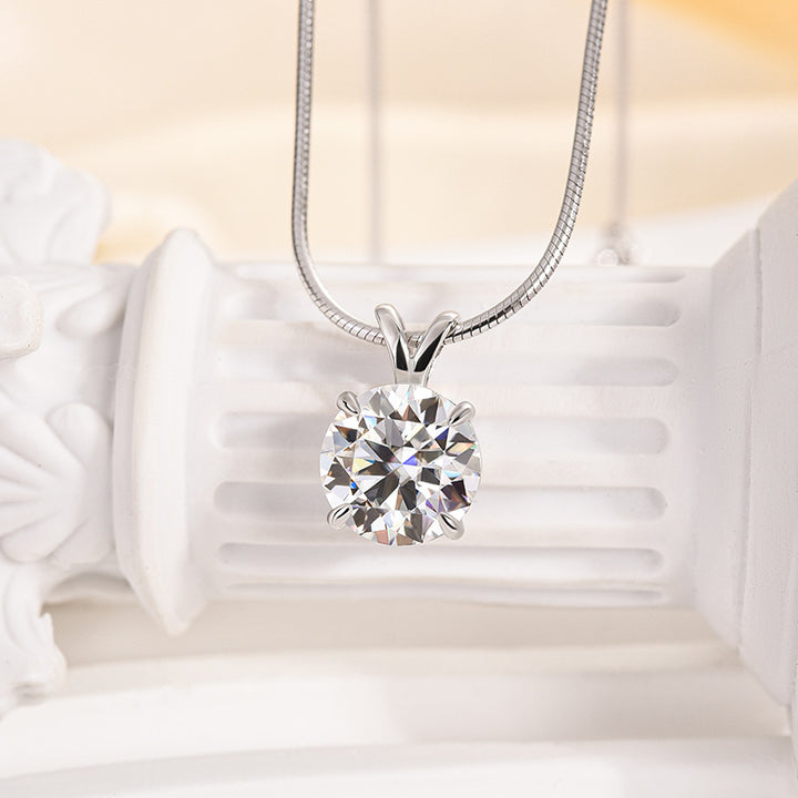 Rodiffy Moissanite 3.0 Ct Round Cut White Gold Pendant Necklace