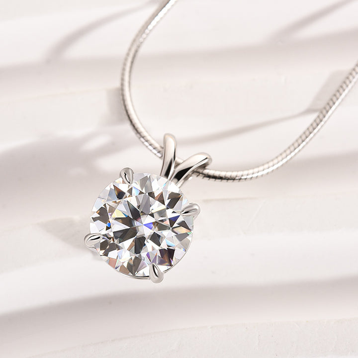 Rodiffy Moissanite 3.0 Ct Round Cut White Gold Pendant Necklace