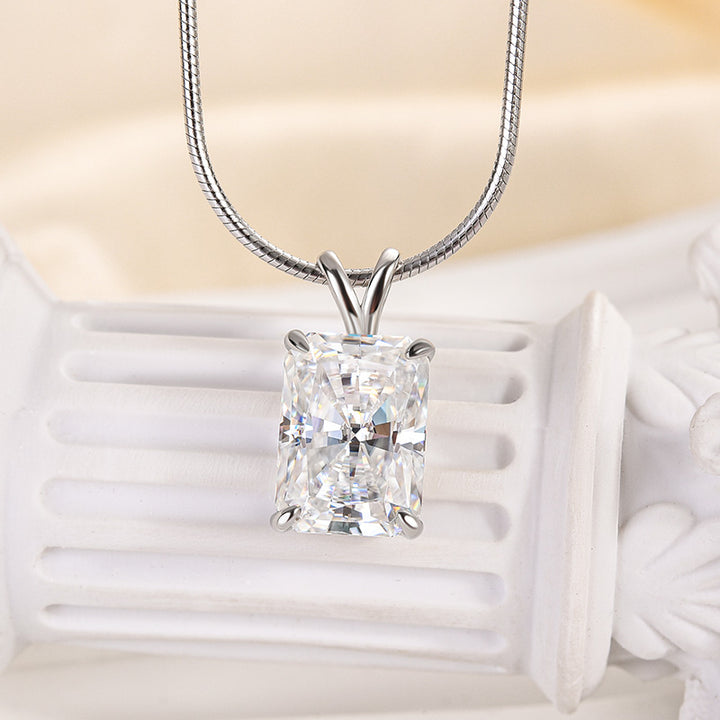 Rodiffy Moissanite 4.5 Ct  Radiant Cut White Gold Pendant Necklace