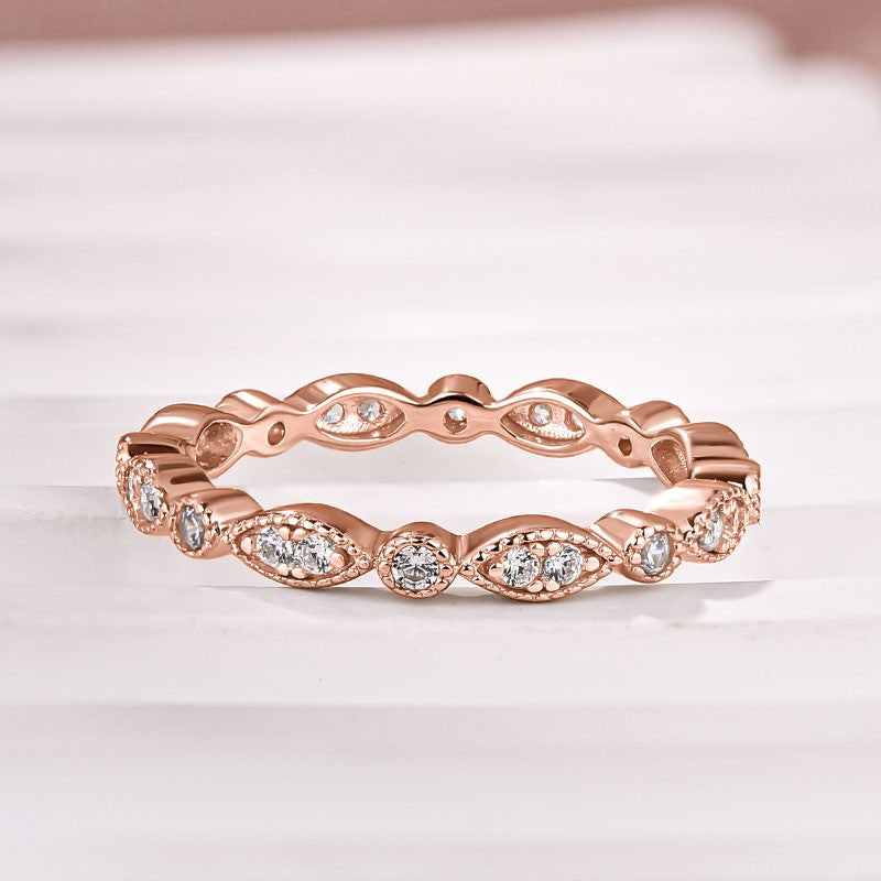 Moissanite 0.3Ct Rose Gold Pavé Eternity Wedding Ring