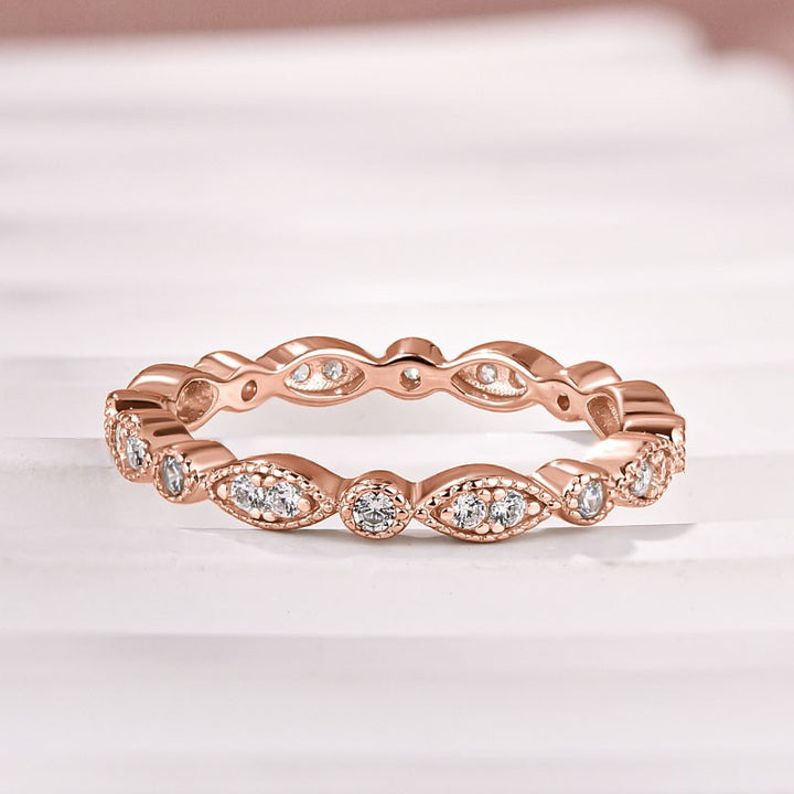 Moissanite 0.3Ct Rose Gold Pavé Eternity Wedding Ring