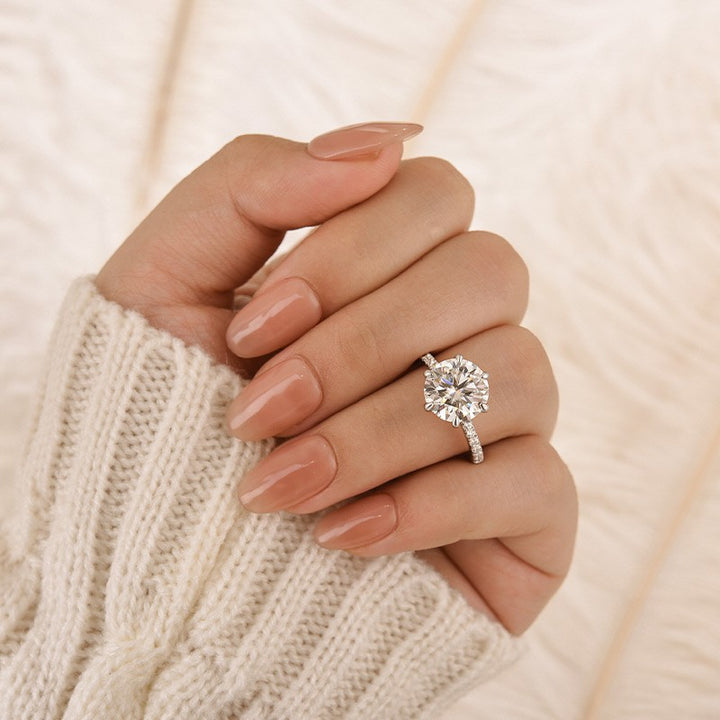 Rodiffy Moissanite 2.0 Ct ～4.0 Ct Round Cut 6 Prong Promise Rings For Women