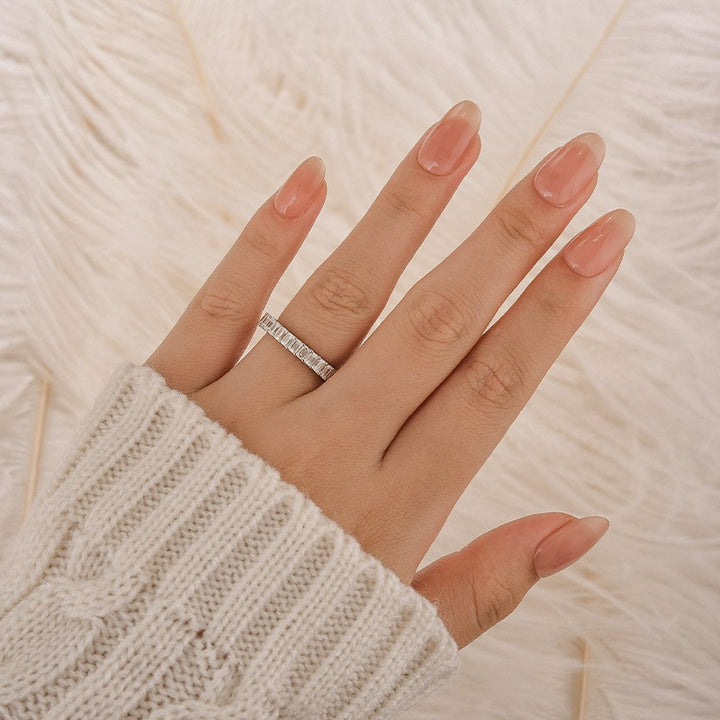 Moissanite 2.5 Ct Emerald Cut Eternity White Gold Wedding Band