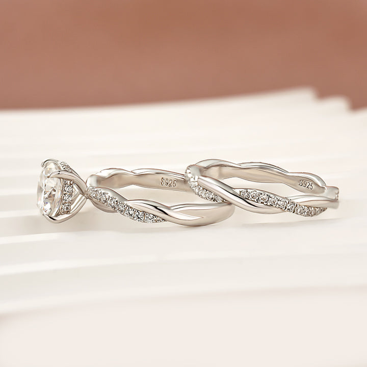 Moissanite 2.0Ct Cushion Cut Twist Wedding Ring Travel Ring In Sterling Silver