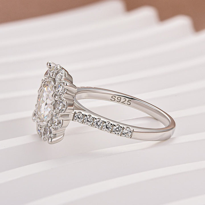 Moissanite 1.2Ct Halo Round Cut White Gold Engagement Ring