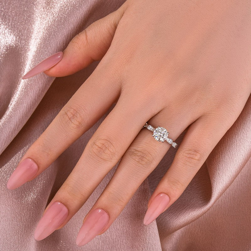 Moissanite 1.2 Ct Round Cut White Gold Engagement Ring