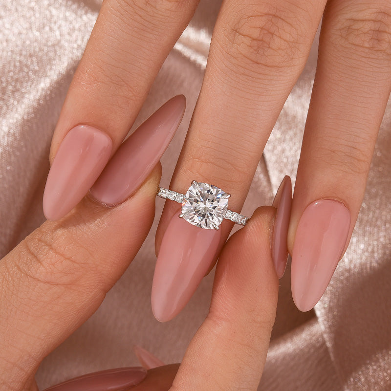 Rodiffy Moissanite 2.0Ct -2.5Ct Square Cushion Promise Bridal Ring