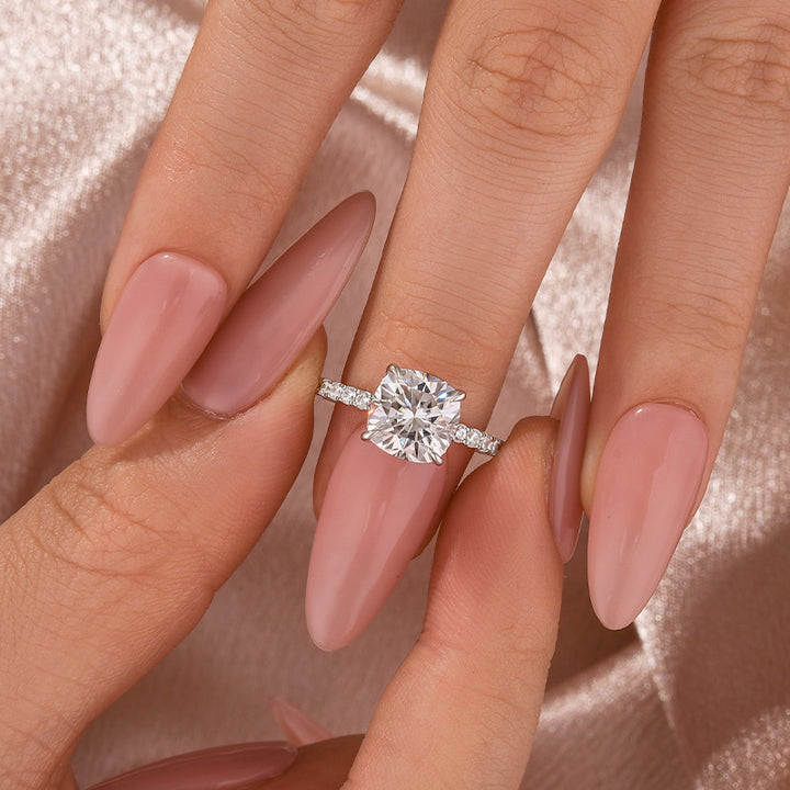 Rodiffy Moissanite 2.0Ct -2.5Ct Square Cushion Promise Bridal Ring