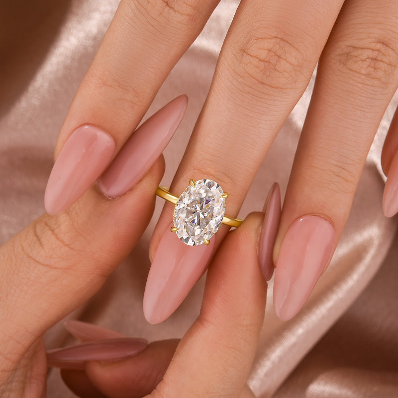 Rodiffy Moissanite 4.0 Ct Oval Cut Yellow Gold Promise Ring For Women