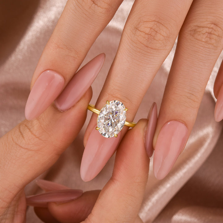 Rodiffy Moissanite 5.5 Ct Oval Cut Yellow Gold Promise Ring For Women
