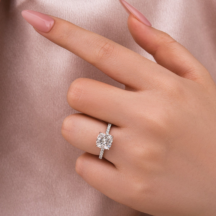 Rodiffy Moissanite 2.0Ct -2.5Ct Square Cushion Promise Bridal Ring