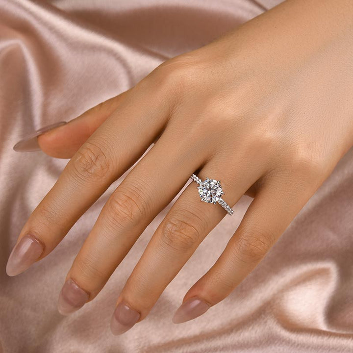 Rodiffy Moissanite 2.0 Ct Hidden Halo Round Cut White Gold Engagement Ring
