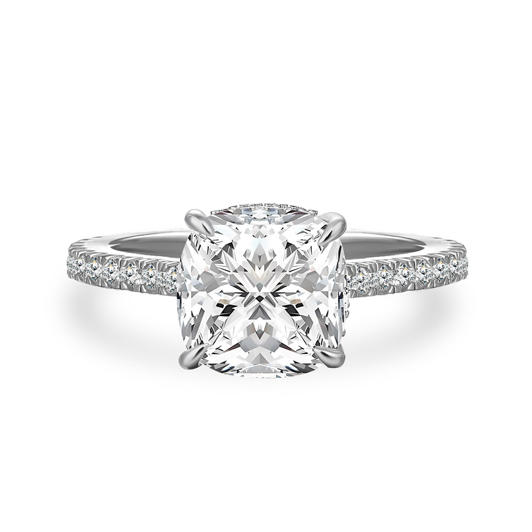 Moissanite 2.5 Ct Square Cushion Cut White Gold Promise Bridal Ring