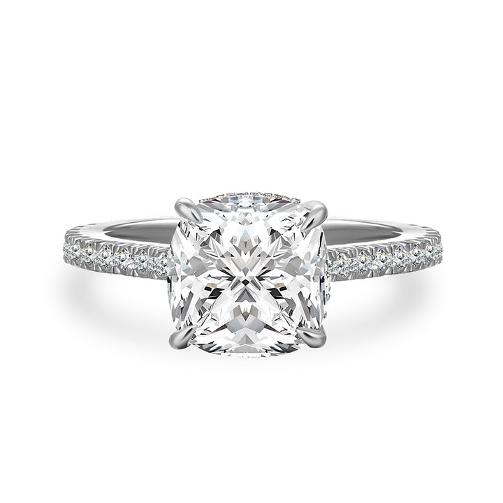 Moissanite 2.5 Ct Square Cushion Cut White Gold Promise Bridal Ring