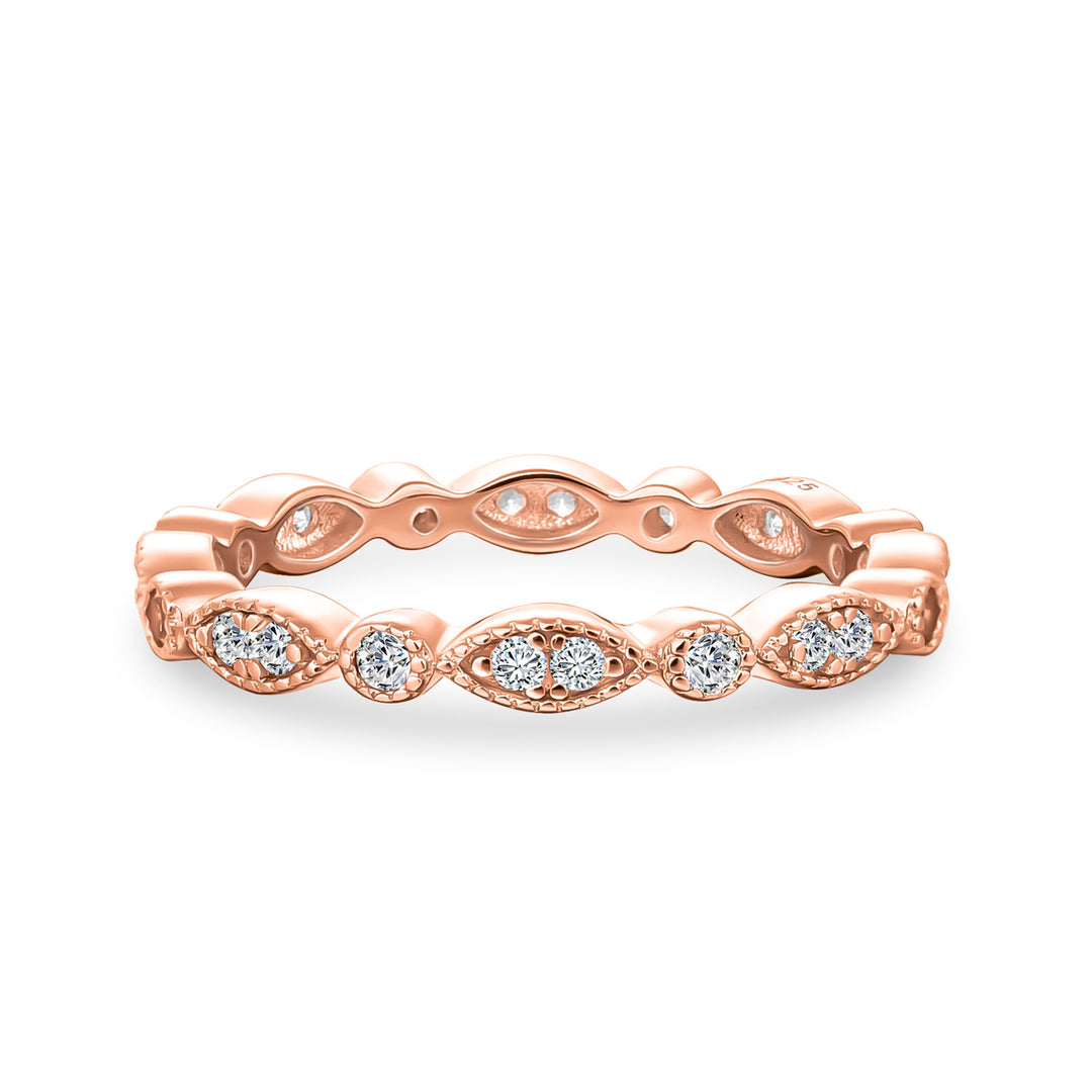 Moissanite 0.3Ct Rose Gold Pavé Eternity Wedding Ring